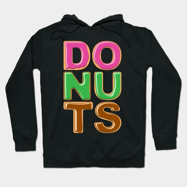 Donuts Simple Text Donut Letters Hoodie by Huhnerdieb Apparel